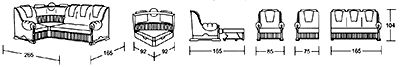Диван-кровать с угловым креслом, кресло для отдыха, размеры