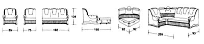Диван-кровать с угловым креслом, кресло для отдыха, размеры