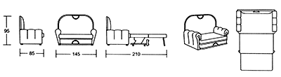 Диван-кровать 2-х местный, размеры